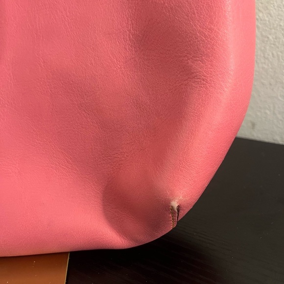 Dooney & Bourke Pink Leather Shoulder Bag with Brown Accents - Picture 4 of 12